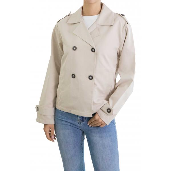 Trench corto doppio petto tinta unita con bottoni Only 